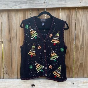 VTG 90s Designers Original Studio Joy Ugly Christmas Sweater Vest